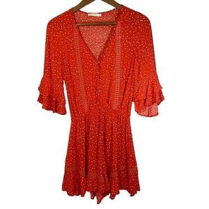 Karlie Womens Short Ruffle Romper Red Size Small